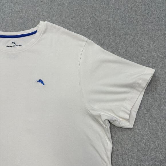 Tommy Bahama T-Shirt Men XL Pullover White Short Sleeve Stretch Blue Marlin Logo - Picture 2 of 9